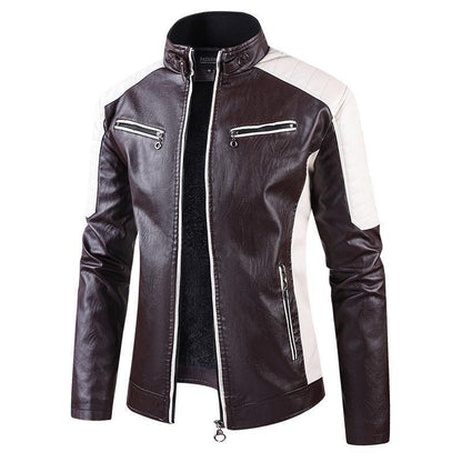 European Size Autumn Winter Leisure Leather Mens Coat Fleece-Lined Continental Comfort