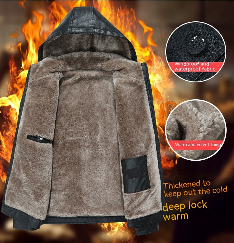 Mens Fashion Casual Zipper Slit Pocket Hooded Turn-Down Collar Coat Urban Edge