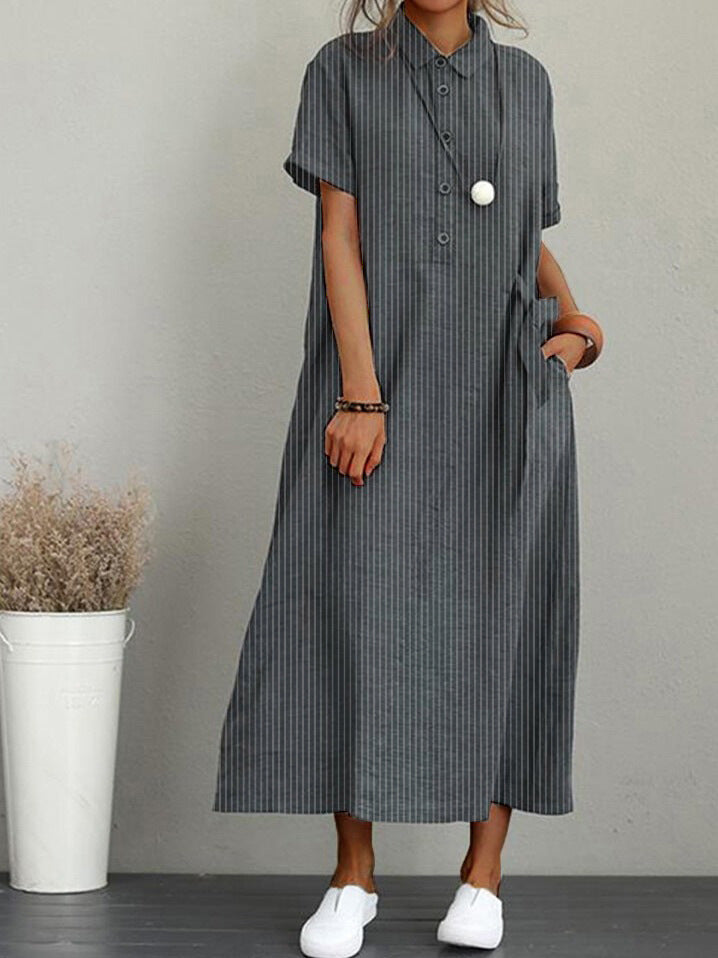 Fashion Ladies Simple Short Sleeve Dress