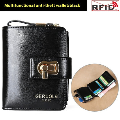 Women's Fashion Short Large Capacity Buckle Wallet
