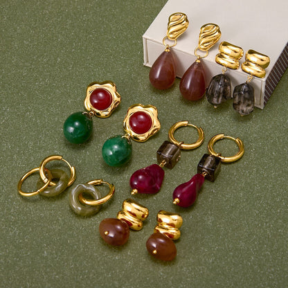 Resin Earrings Light Luxury High-grade Special-interest Design