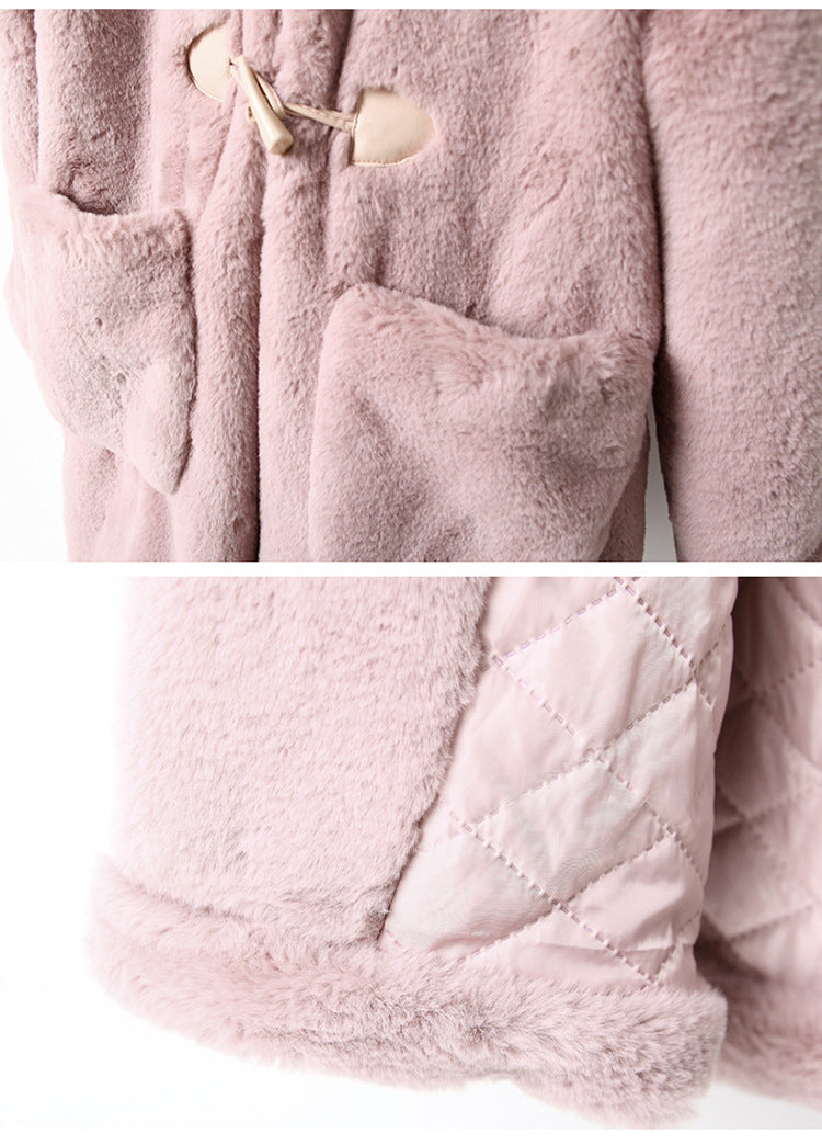 The Sovereign Faux: Thickened Faux Fur Coat for Big Kids