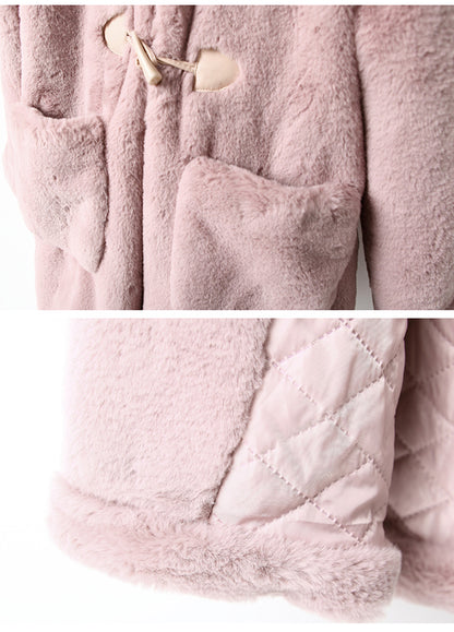 The Sovereign Faux: Thickened Faux Fur Coat for Big Kids