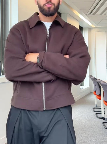 Brown Zip-Up Long Sleeve Jacket