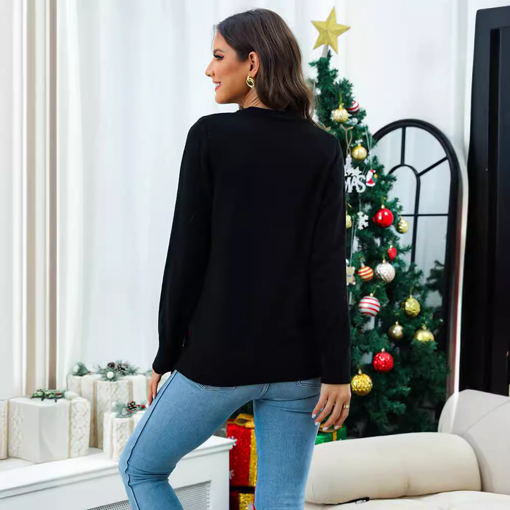 Dog Pattern Jacquard Pullover For Women