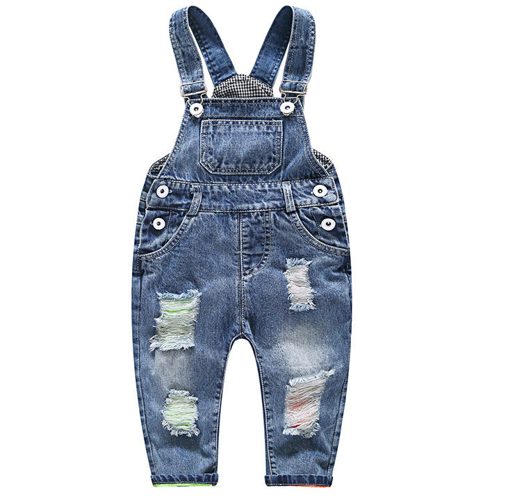 Boys Fashion Simple Denim Suspender Pants Classic Adventure